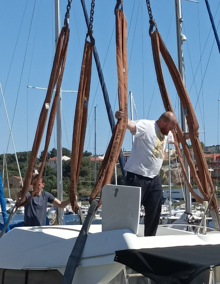 Marc adjusts the straps 