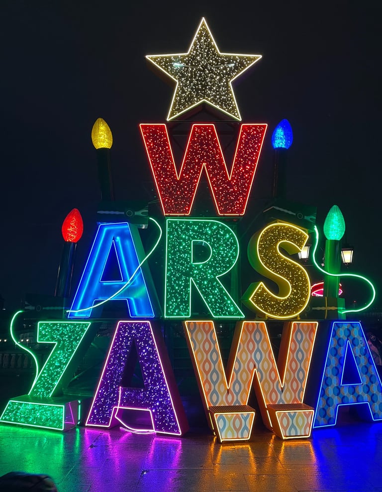 Warsaw in fairy lights