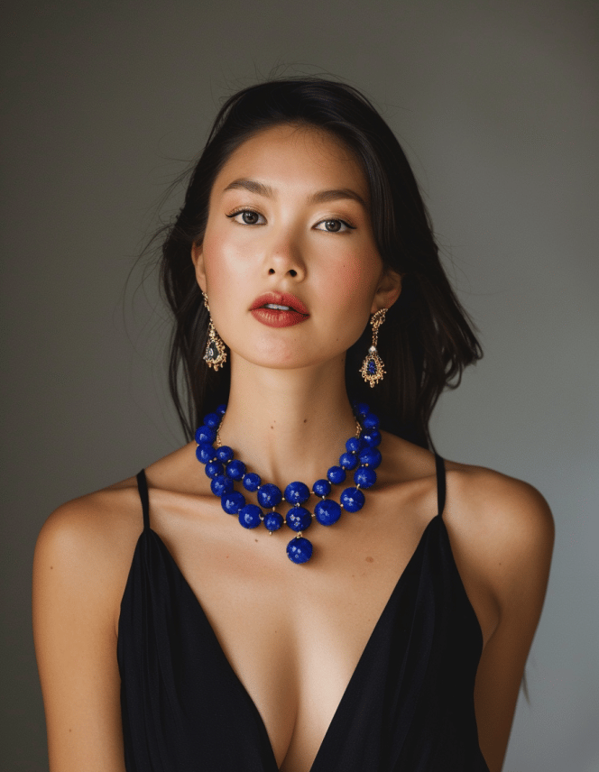 Jewelry for Black Dress Lapis Lazuli Beaded Necklaces 