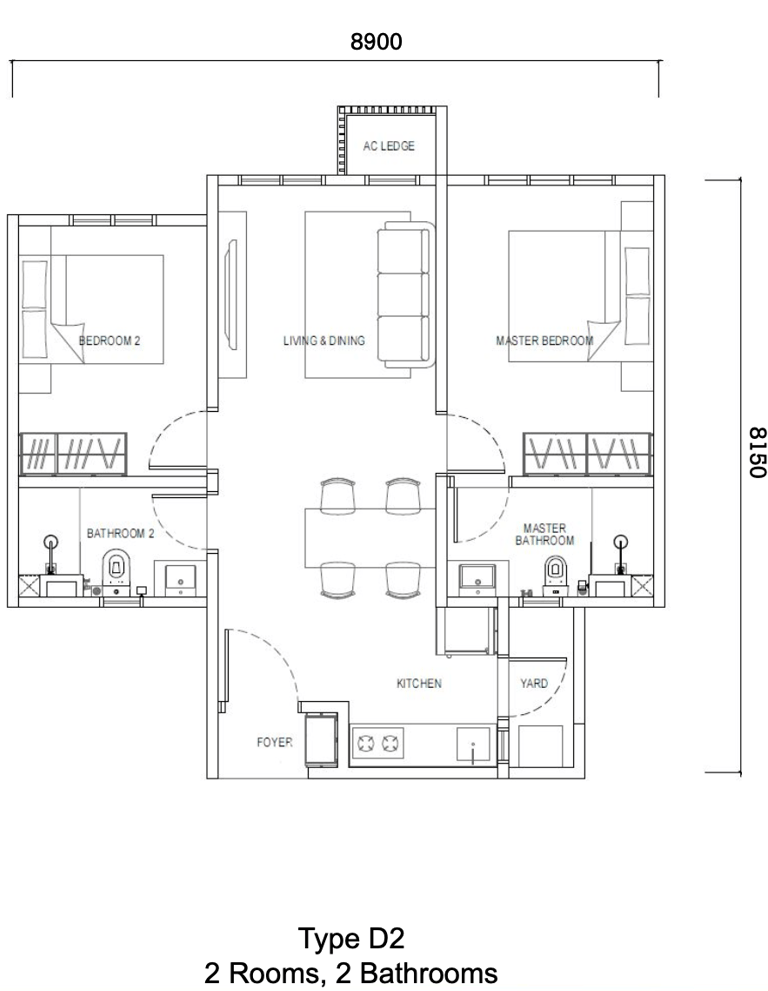 2 bedroo 2 bathroom at ciq