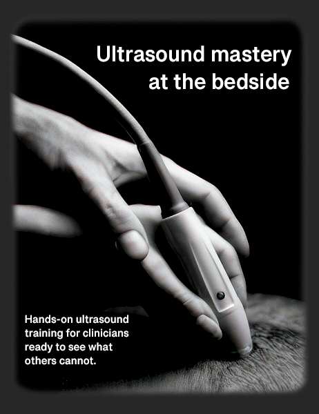 Sonographer performing an echocardiogram with instructors hand guiding it.