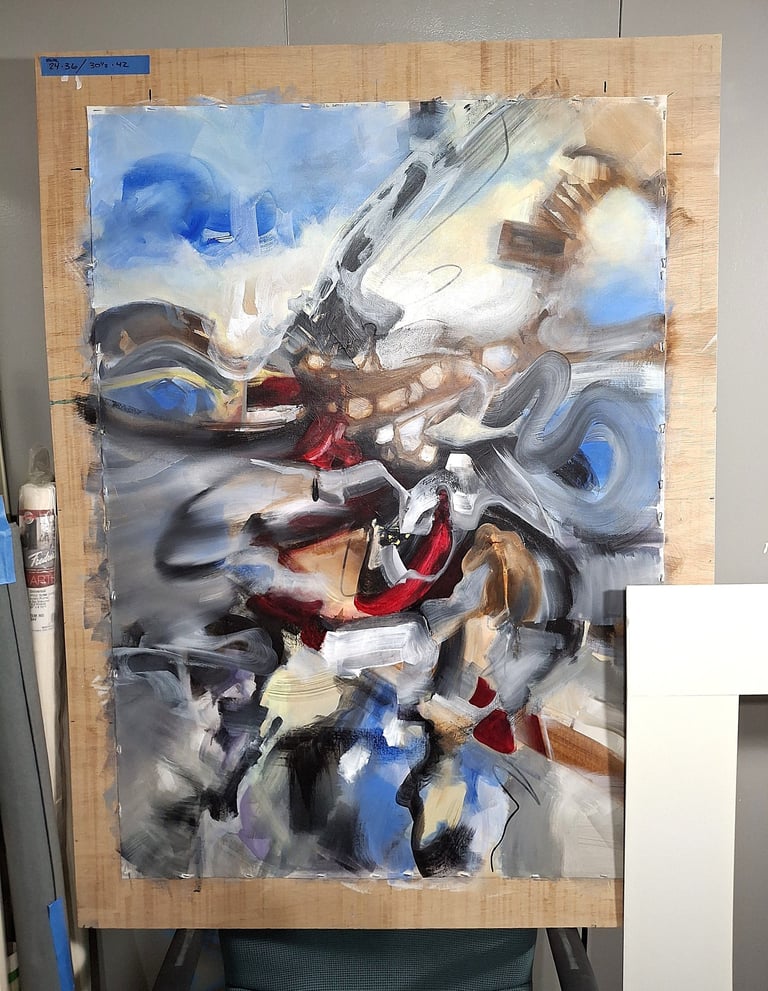 An early version of the abstract painting process.