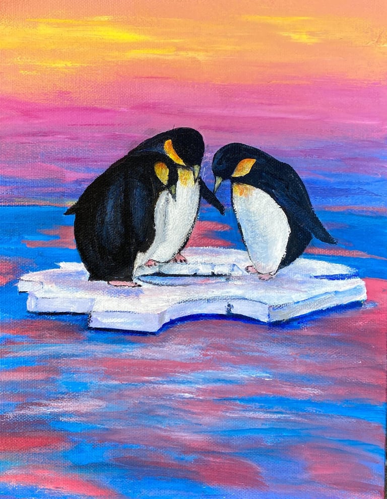 Three Penguins on Iceburg