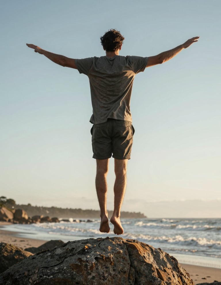 silhouette of man raising his hands during sunset