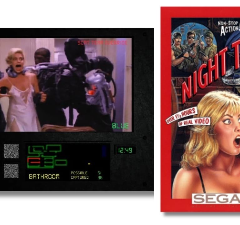 Night Trap é um filme estilo de terror trash do fim dos anos 1980, interativo de 1992