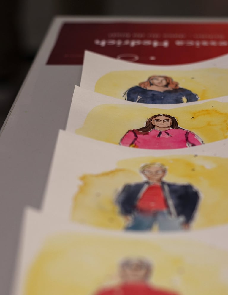 Gästeportraits, hand gezeichnet, live auf einem Netzwerk Event