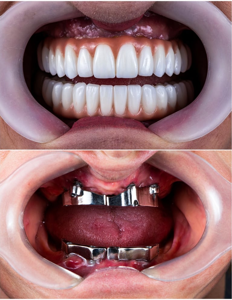 Reabilitação oral total sobre implantes dentários. Resultado de Engenharia Estética e precisão digit