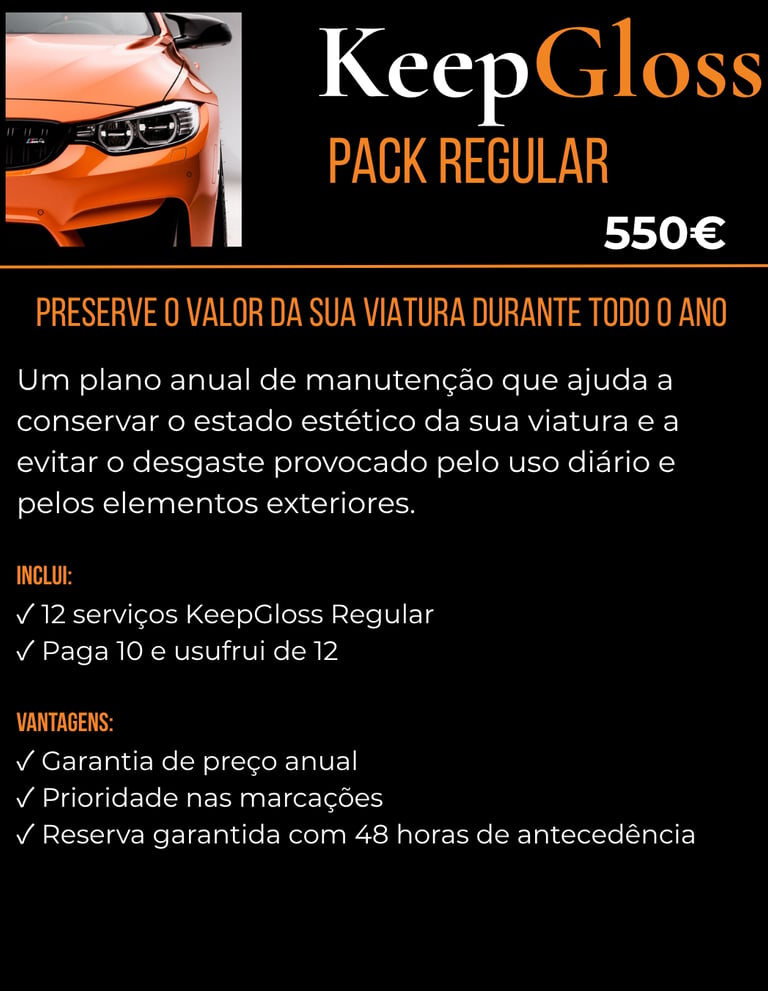 Pack Regular da KeepGloss para manutenção periódica da sua viatura em Aveiro.
