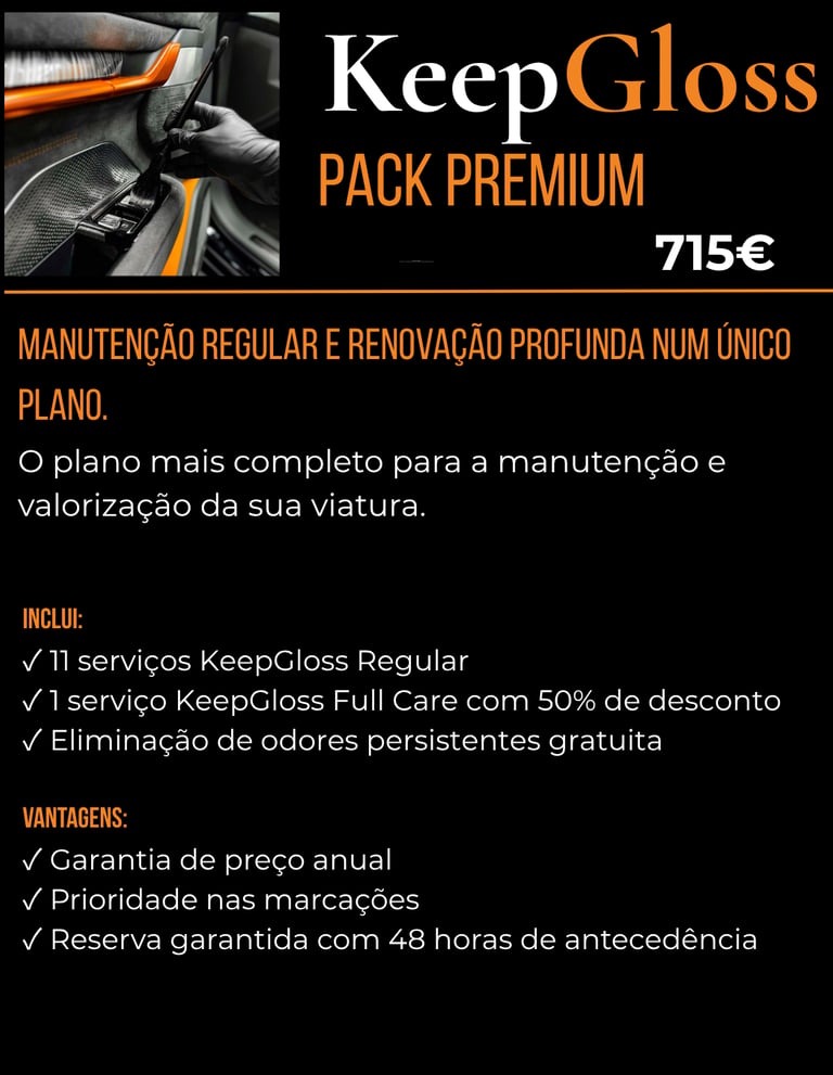 Pack Premium da KeepGloss para manutenção completa e detailing automóvel em Aveiro.