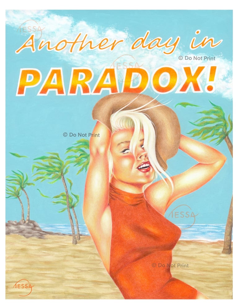 Play on words, paradise, paradox, Hawaii, tropical island, trouble in paradise, blue skies