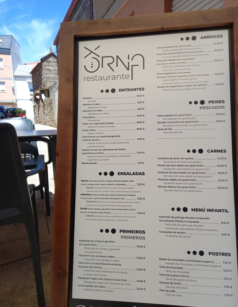 a menu board with a menu for a restaurant