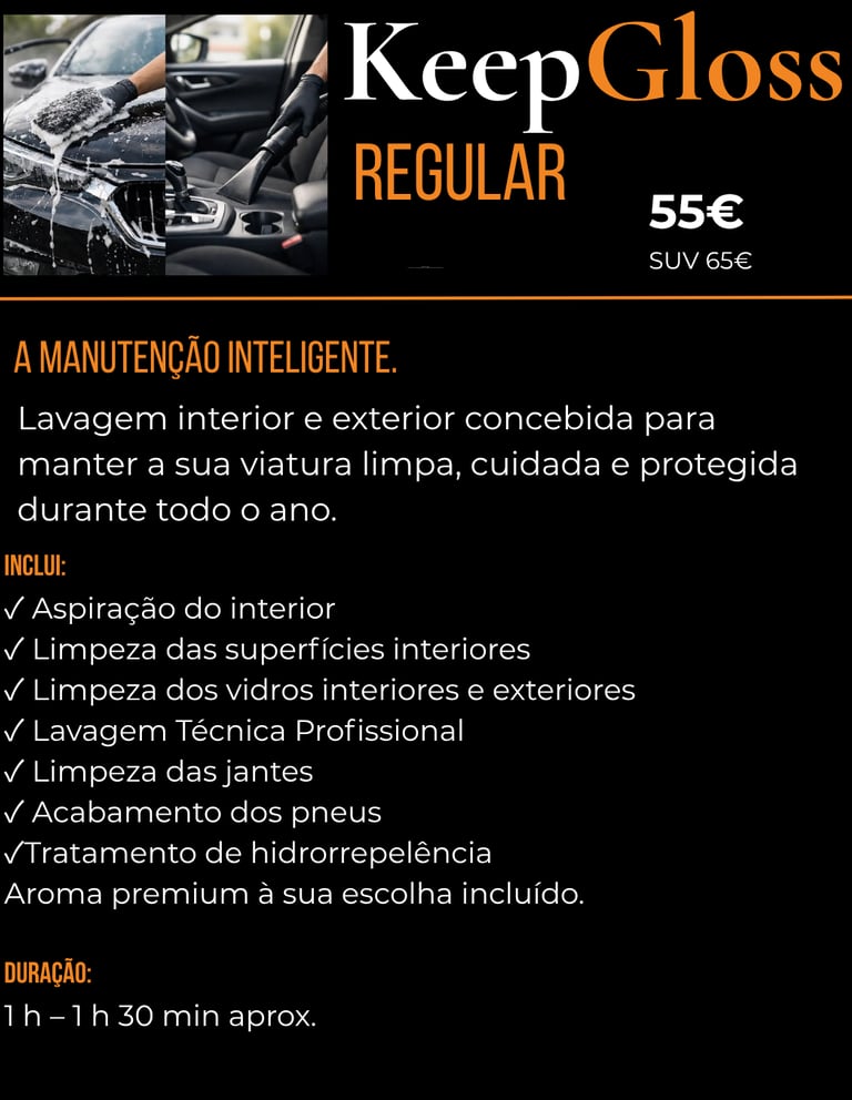 Serviço Regular da KeepGloss: lavagem automóvel profissional ao domicílio em Aveiro.