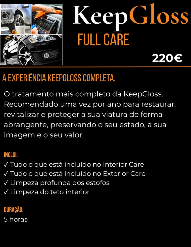 Serviço Full Care da KeepGloss com detailing completo interior e exterior em Aveiro.