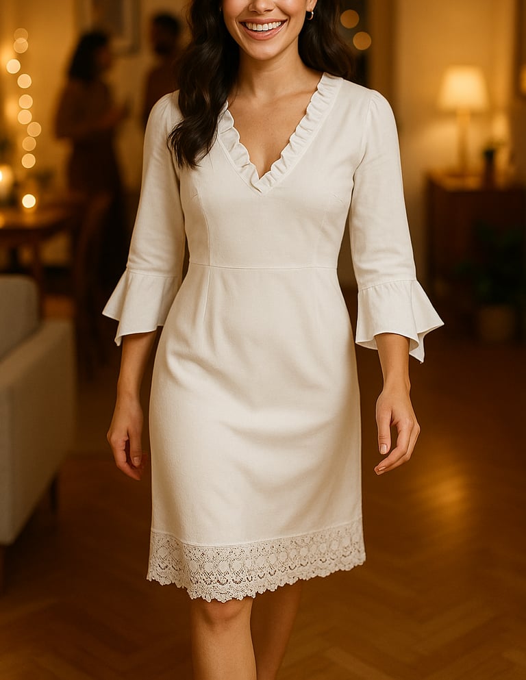 a woman in a white dress and a man in a suit