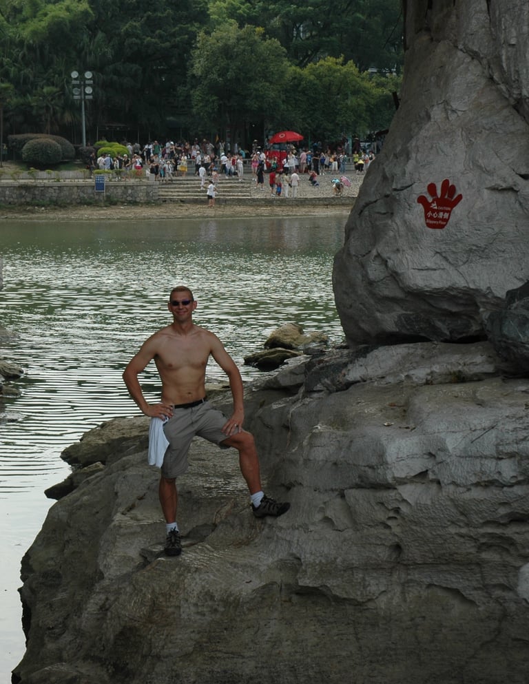Nick and Tracey Billington at the River near Guilin in China