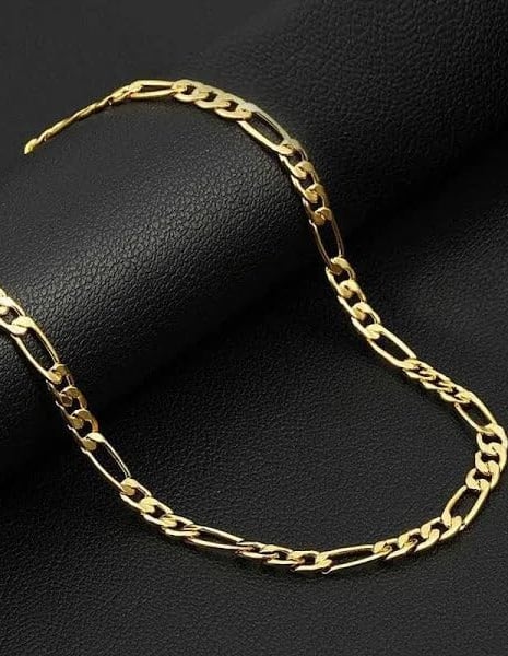 14K Solid Yellow Gold Figaro Chain Necklace for Boyfriend