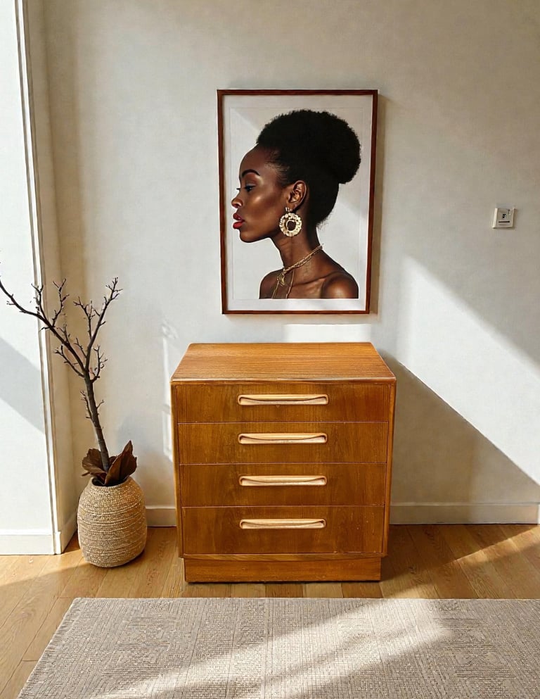 Vintage G Plan Fresco teak chest of drawers, Mid Century Modern 1960s retro design with clean lines and stylish MCM appeal