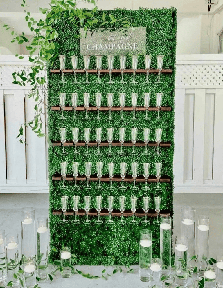 Elegant champagne wall rental for baby shower Toronto