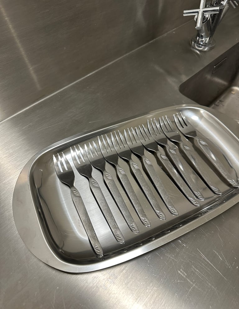 stainless steel 1950s desertinės šakutės