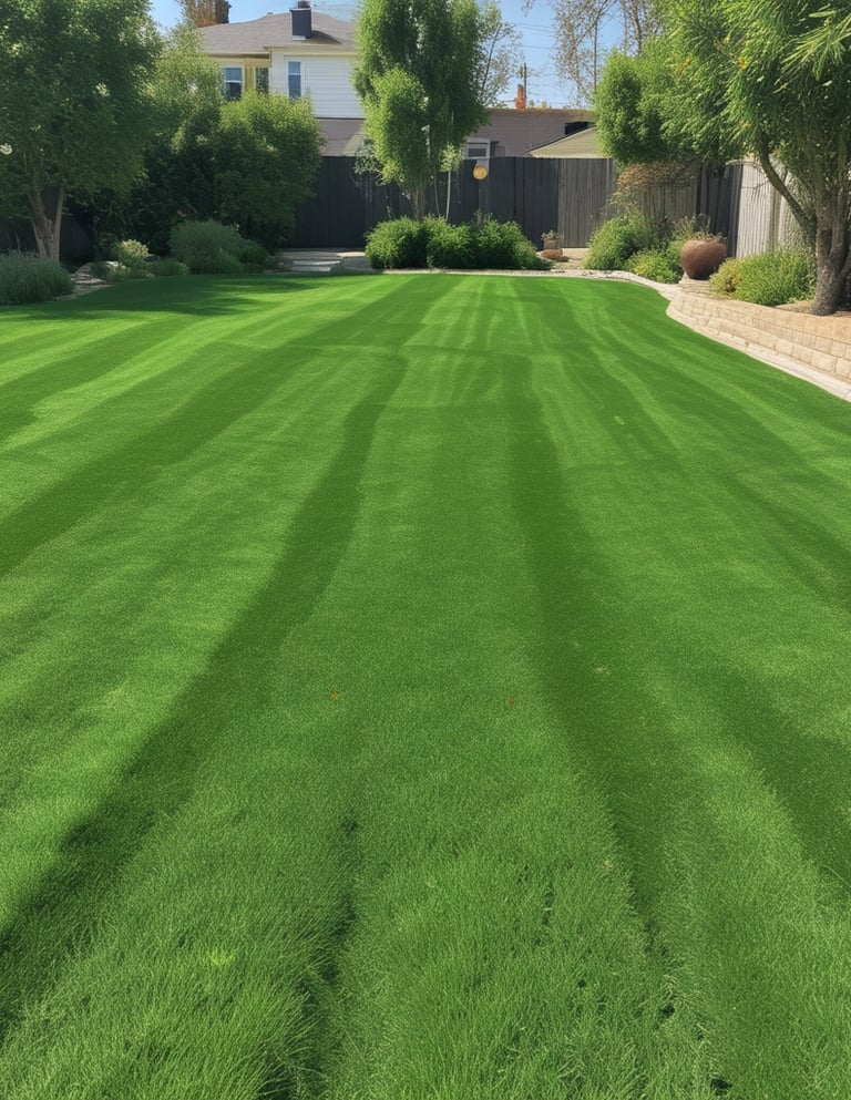 A friendly technician handing over a sleek battery-operated lawnmower to a customer in a sunny backyard.