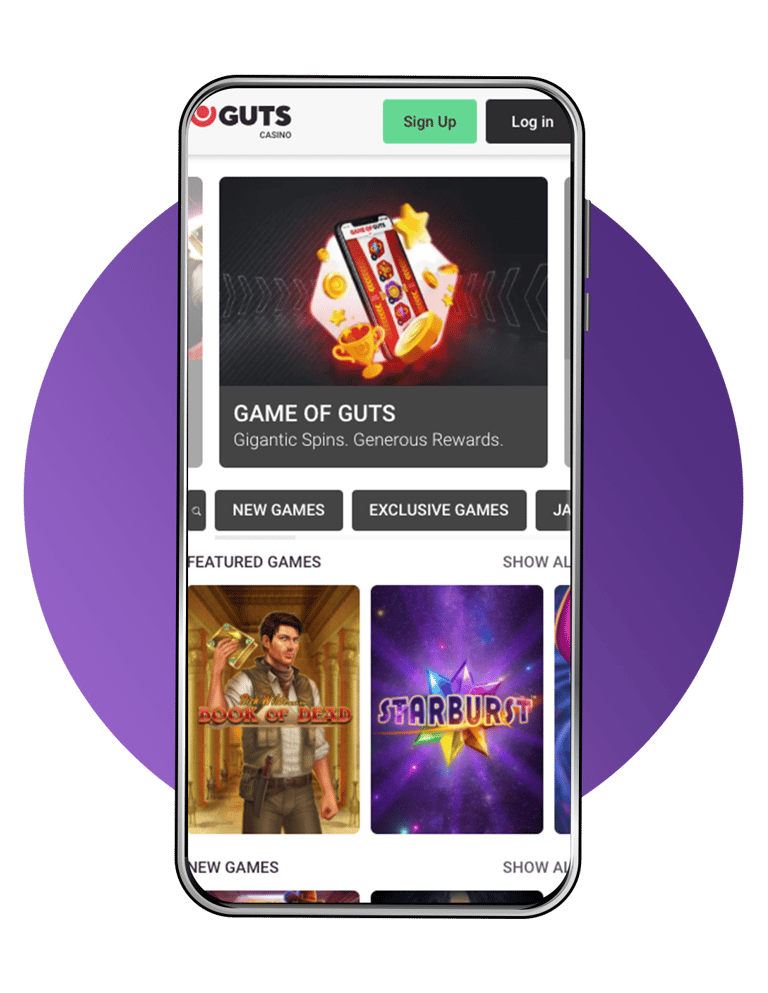 *Guts website before rebrand (2021) — dense desktop grid and old mobile promo screens