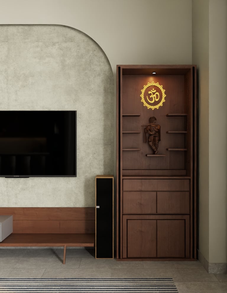 Luxury villa prayer cabinet design in Dubai living room