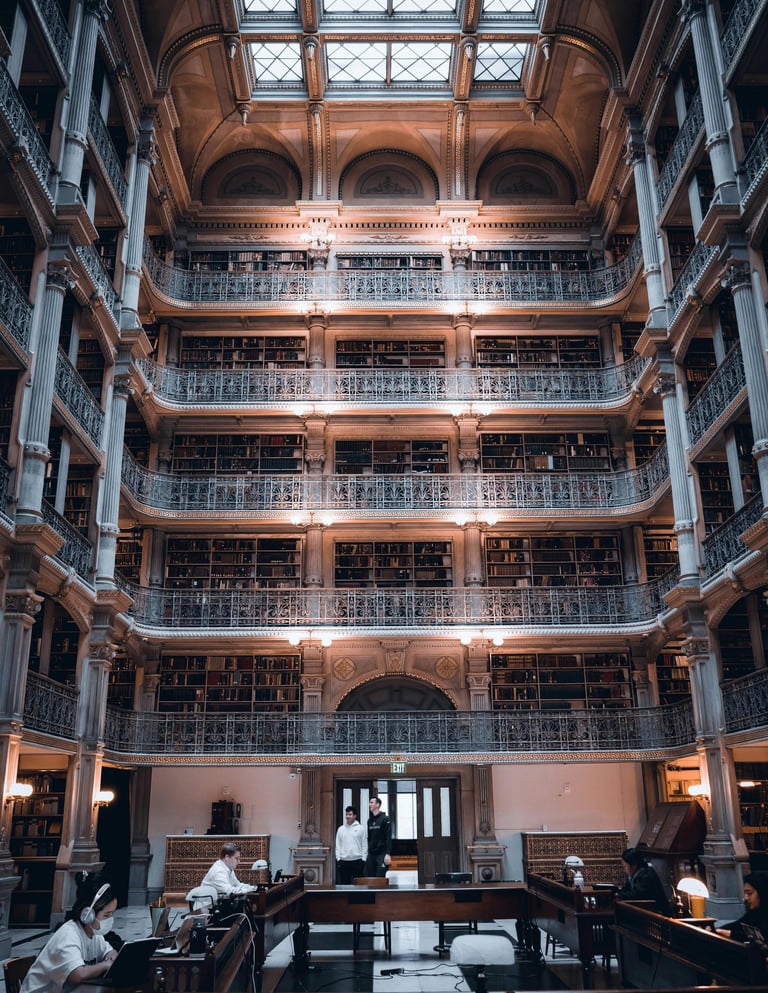 The Interior of the George Peabody Library in Baltimore , Maryland , USA
