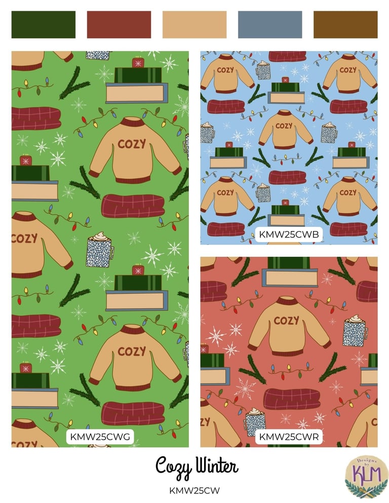 a pattern featuring a sweater a hot coco cup blanket christmas lights snowflakes blanket
