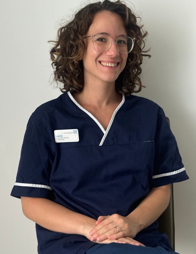 Laura Colli Franzone with her NHS badge