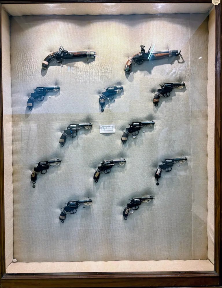 Antique guns and pistols displayed at Government Museum Bundi. 