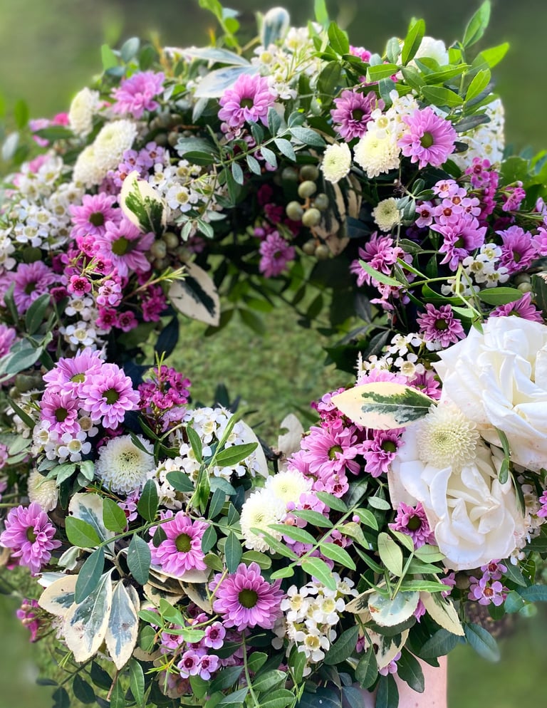 couronne de fleurs fraiches