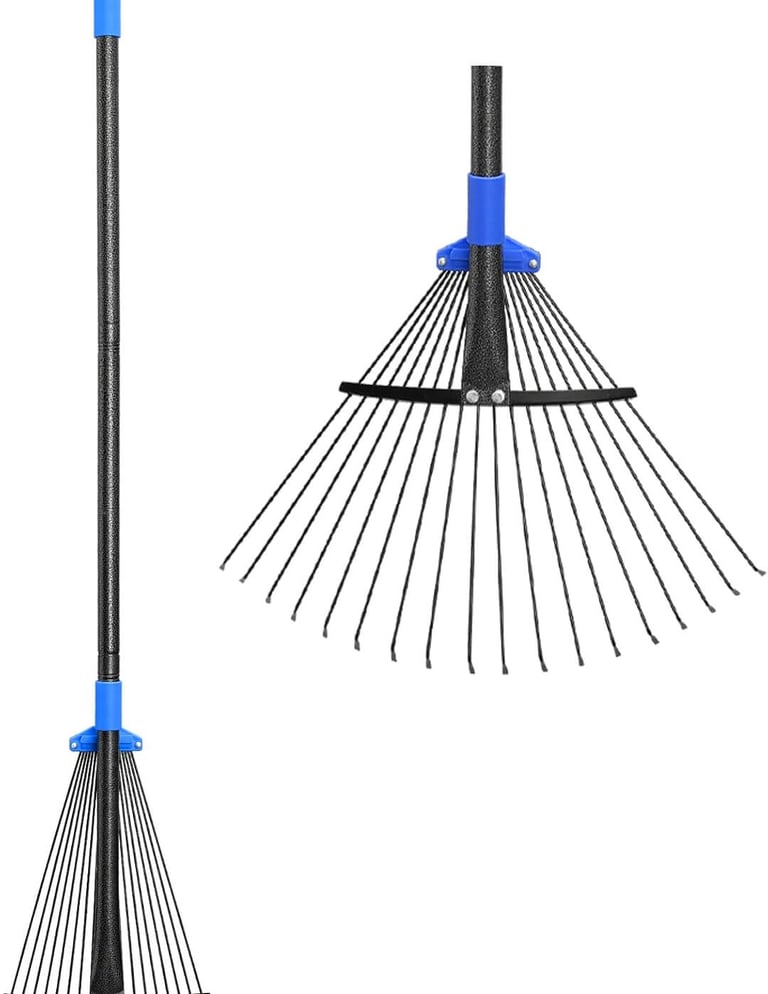Adjustable Metal Leaf Rake Long Handle