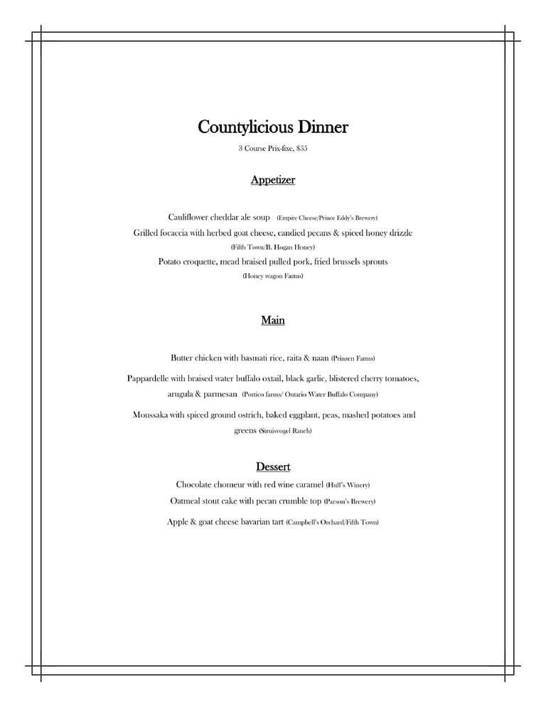 countylicious dinner menu