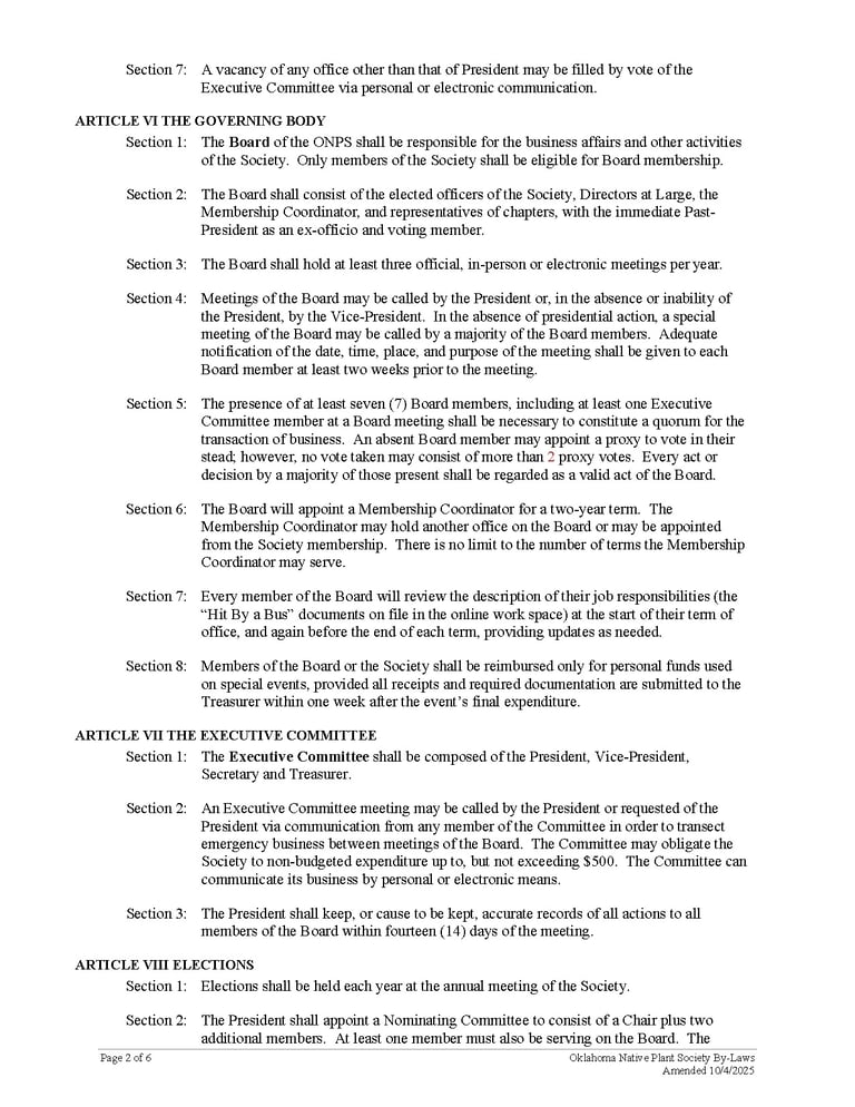 2025 By-Laws, page 2 of 6