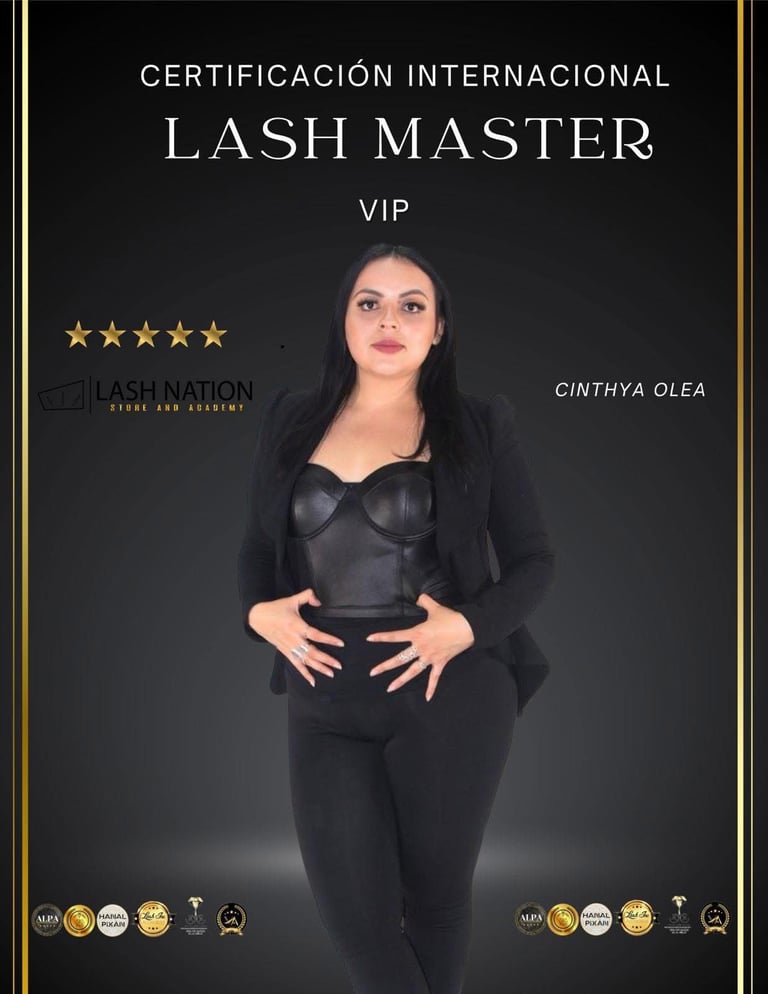 Certificación Internacional Lash Master VIP para Cinthya Olea por parte de Lash Nation 