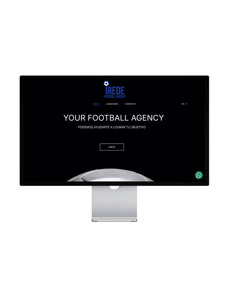 Pantallazo de la pagina de inicio de una web de una agencia de fútbol
