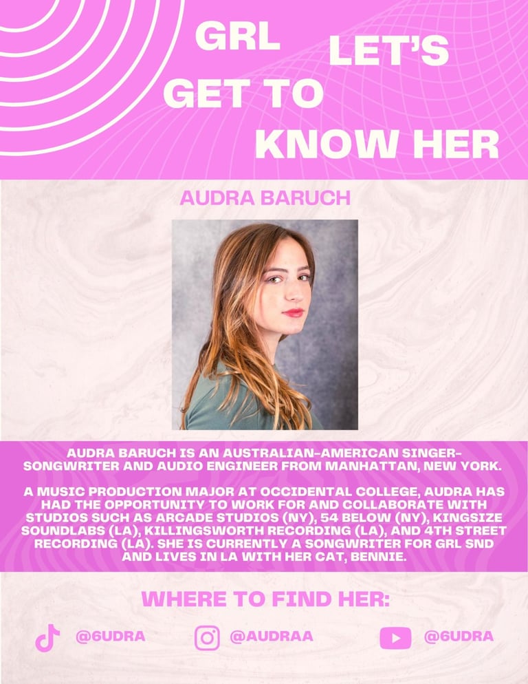 Bio for GRL LET'S WRITE, songwriting camp hosted by Audra Baruch