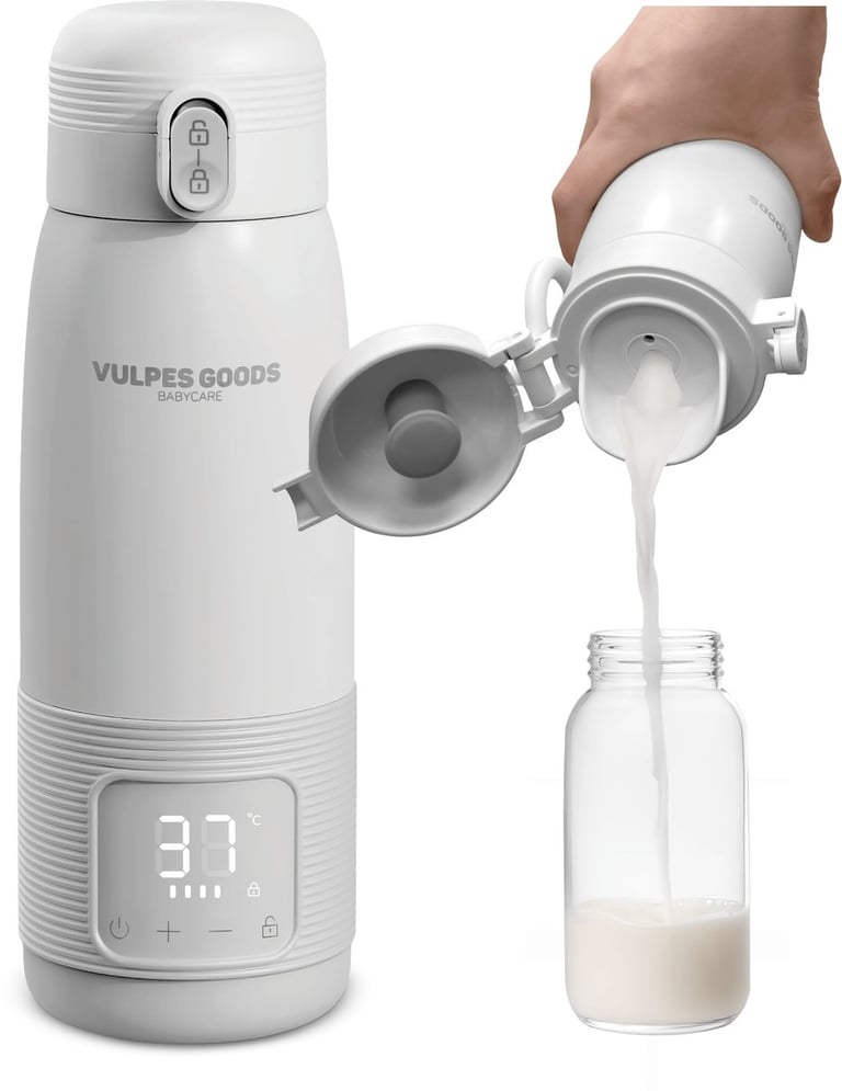 Compacte elektrische flessenwarmer voor het snel opwarmen van melk en hapjes.