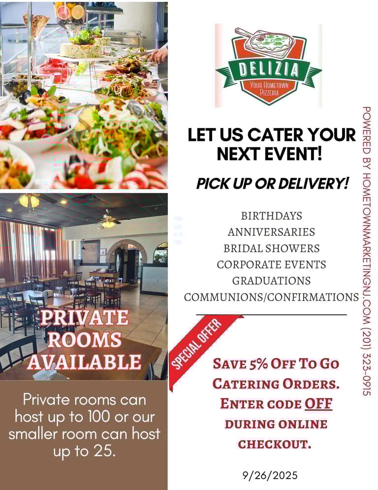 Pizza Italian food Boonton NJ BYOB delivery