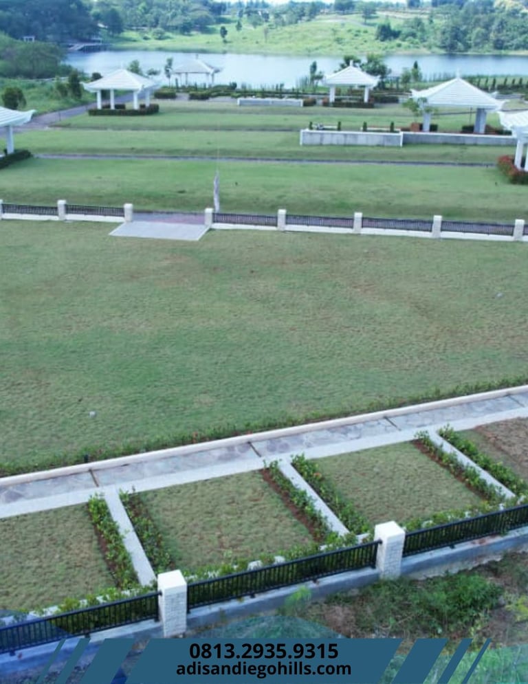 Kavling makam San Diego Hills Karawang dengan view danau dan area private, lokasi eksklusif 
