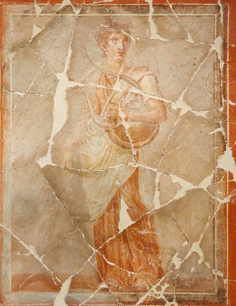 Painting with a representation of the muse Terpsichore dating from the 1st century AD, exhibited in