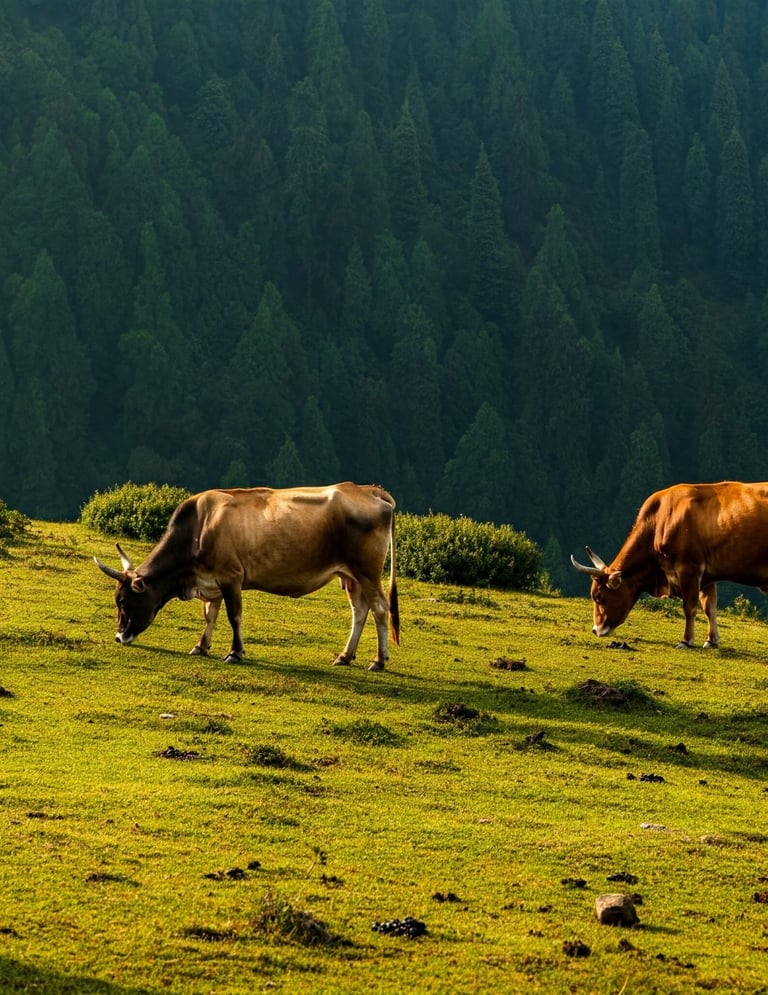 Animal grazing on mushkpuri top