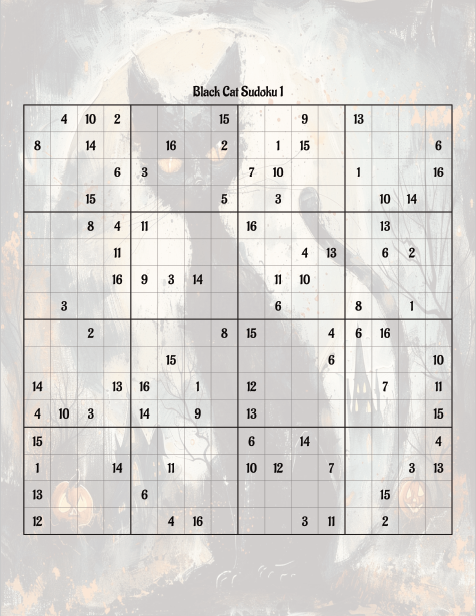 a black cat is shown in this image with a sudoku puzzle overlaying it