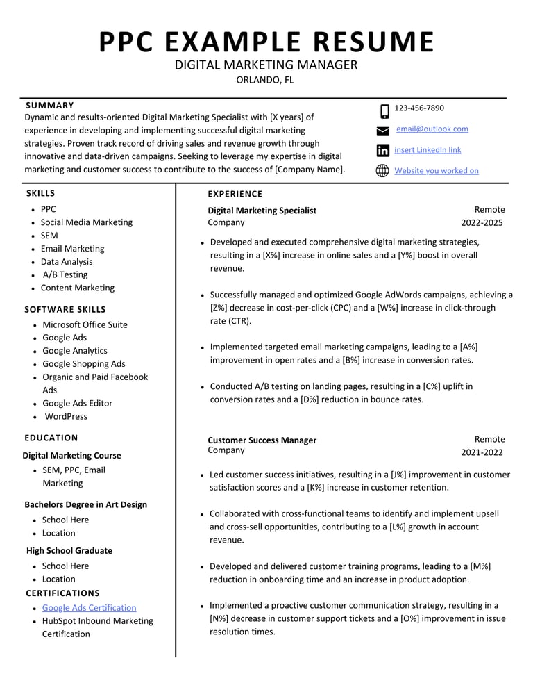 a professional resume template for a professional resume
