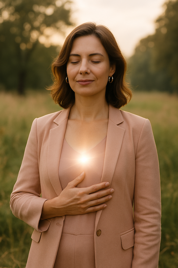 Mujer conectando con su luz interior