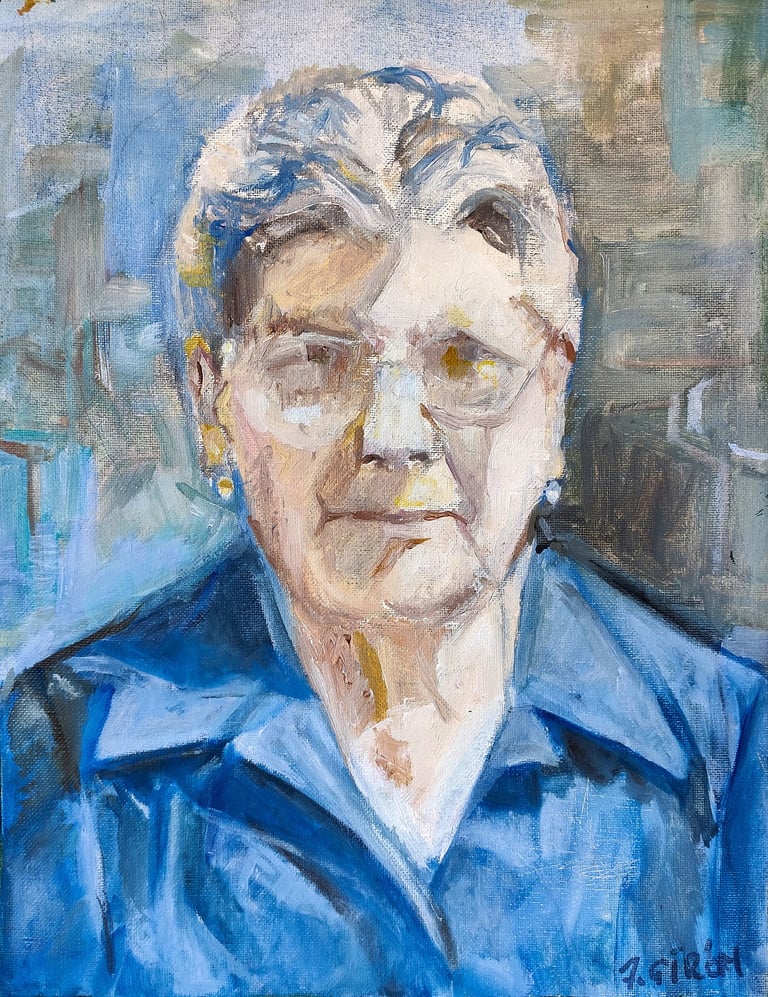 Retrato de Felisa, óleo sobre lienzo de Argi Girón. Portrait, artist, painter, oil, canvas