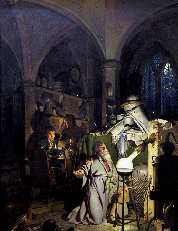 Joseph Wright of Derby. L’Alchimiste découvrant le phosphore