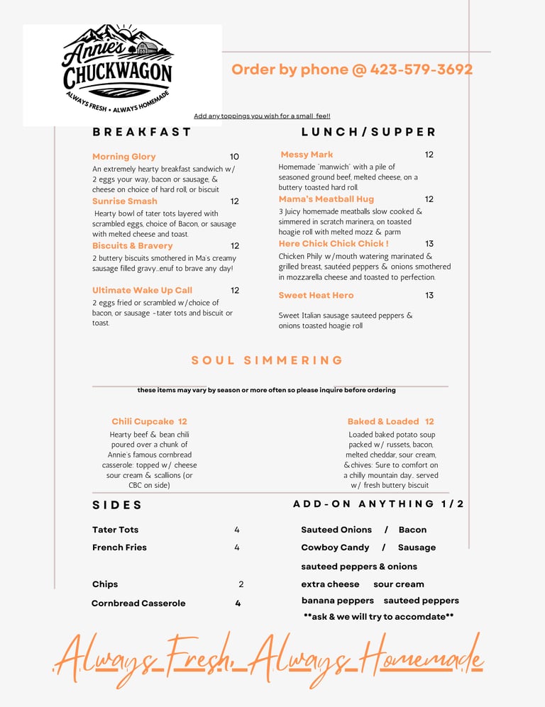 Annies Chuck Wagon, Food Near Me, Mountain City Tennessee