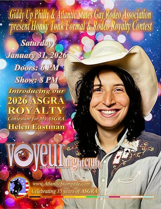 Ms. ASGRA Candidate 2026, Helen Eastman, in western wear against a champagne background