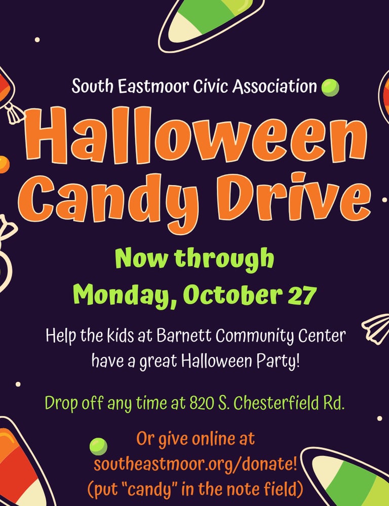 a flyer for a halloween candy drive